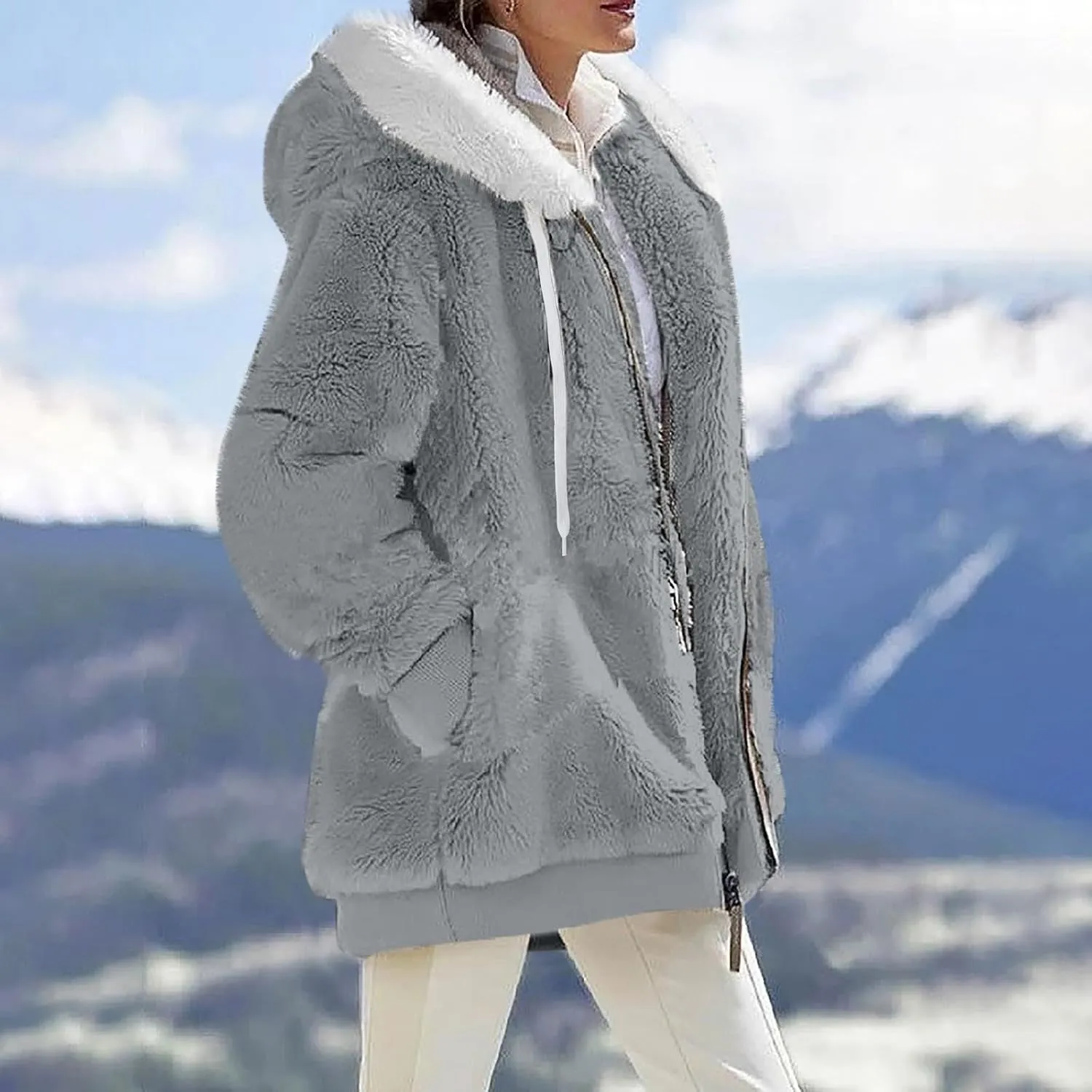 ChicCrate 2025 Womens Fuzzy Fleece Zip Up Jacket Sherpa Hoodies Winter Coats Trendy Warm Clothes Casual Pullover