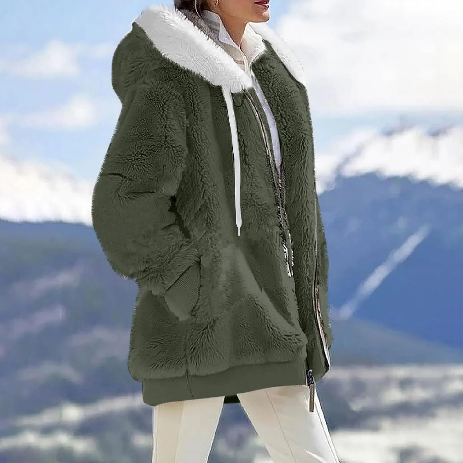 ChicCrate 2025 Womens Fuzzy Fleece Zip Up Jacket Sherpa Hoodies Winter Coats Trendy Warm Clothes Casual Pullover