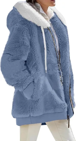 ChicCrate 2025 Womens Fuzzy Fleece Zip Up Jacket Sherpa Hoodies Winter Coats Trendy Warm Clothes Casual Pullover