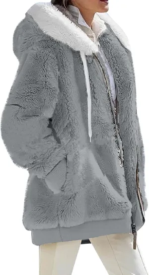 ChicCrate 2025 Womens Fuzzy Fleece Zip Up Jacket Sherpa Hoodies Winter Coats Trendy Warm Clothes Casual Pullover