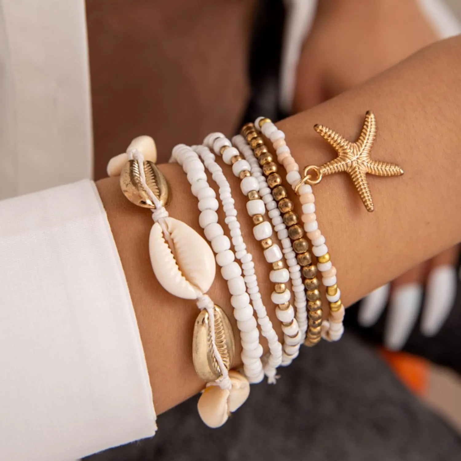 choice of all Shell Bracelets for Women Boho Layered Beaded Bracelets Seashell Bracelets Starfish Bracelets Summer Beach Bracelets Jewelry Accessories