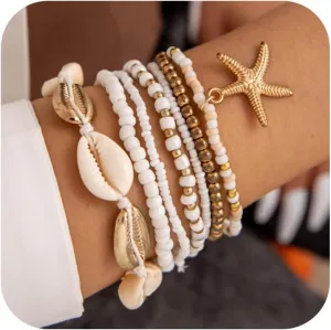 choice of all Shell Bracelets for Women Boho Layered Beaded Bracelets Seashell Bracelets Starfish Bracelets Summer Beach Bracelets Jewelry Accessories