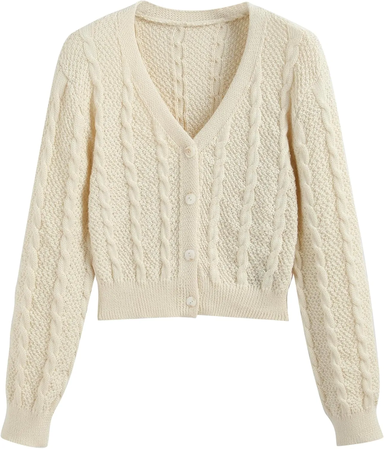 CIDER V-Neck Cropped Cardigan Sweater for Women Daily Casual Knitwear