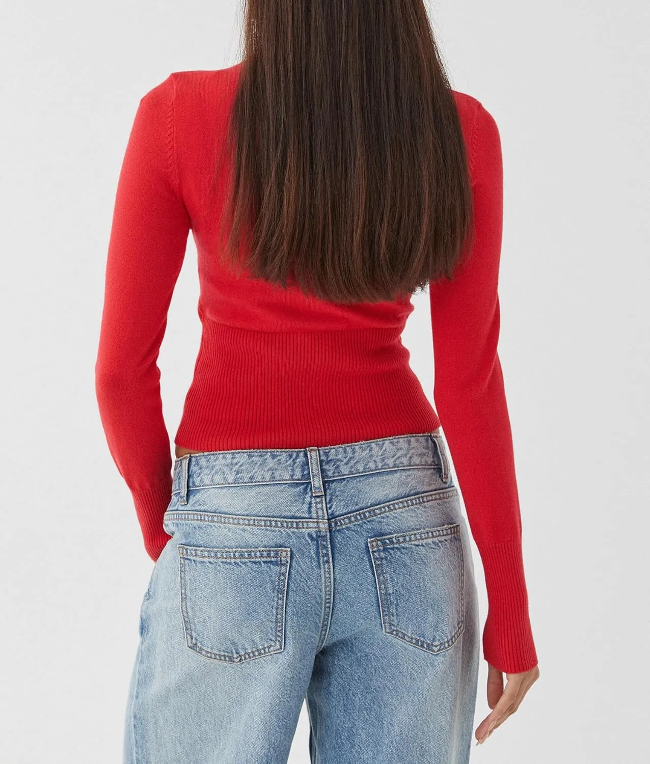 Cioatin Women Button Down Long Sleeve Crop Cardigan Y2K Crew Neck Fit Knit Sweater Pullover Shirt Fall Outfits Aesthetic