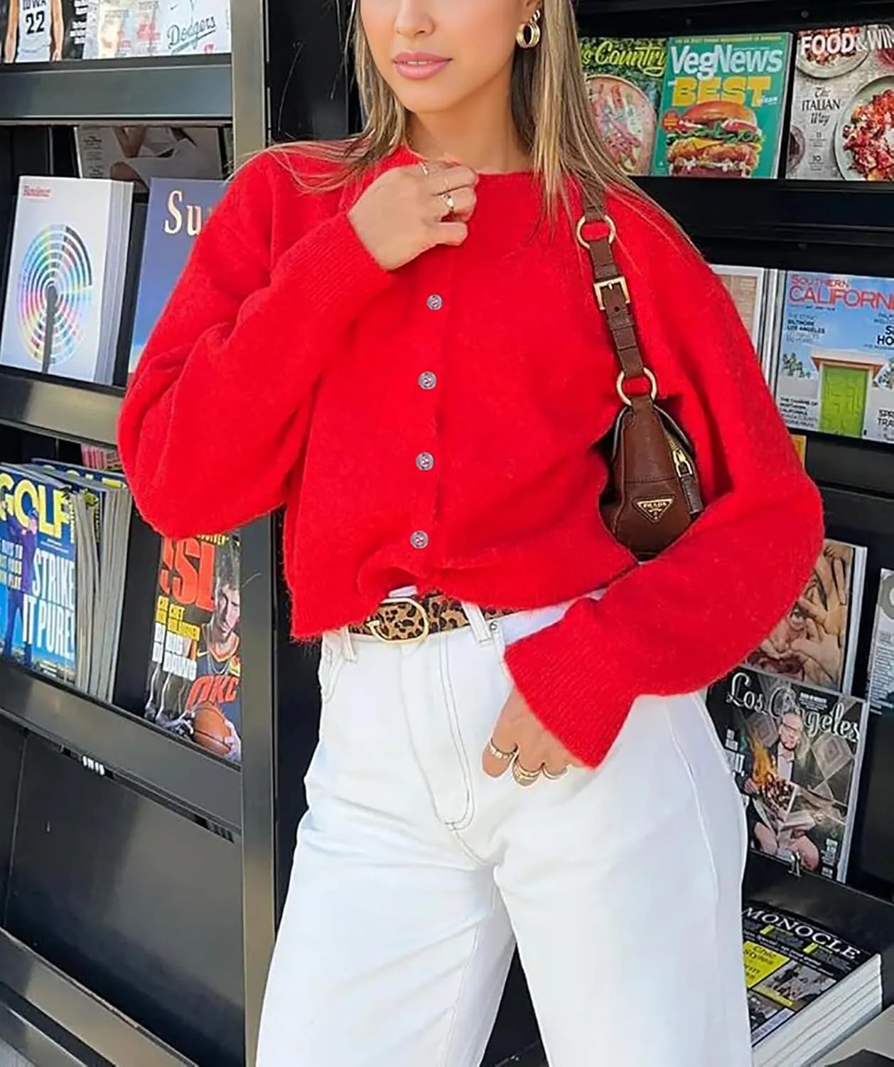 Cioatin Women Y2K Open Front Button Down Crop Sweater Cardigan Long Sleeve Lightweight Knit Pullover Fall Outfits Tops