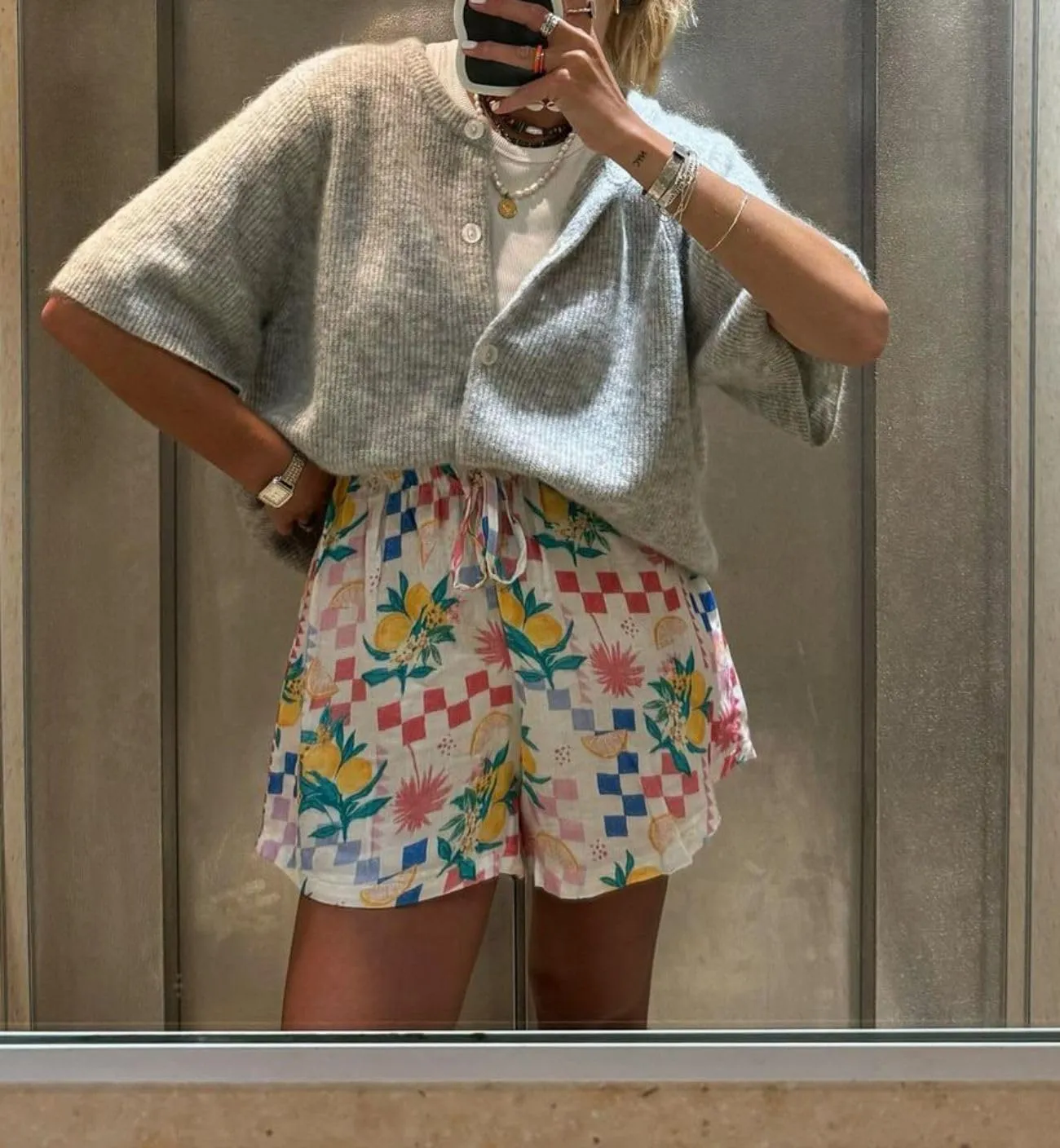 Cioatin Women Yellow Short Sleeve Button Down Crop Cardigan Sweater Y2K Oversized Aesthetic Knit Shirt Tops Preppy Girls