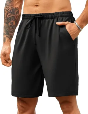 COOFANDY Mens Casual Shorts 9 inch Inseam Stretch Beach Shorts Elastic Waist Drawstring Summer Shorts