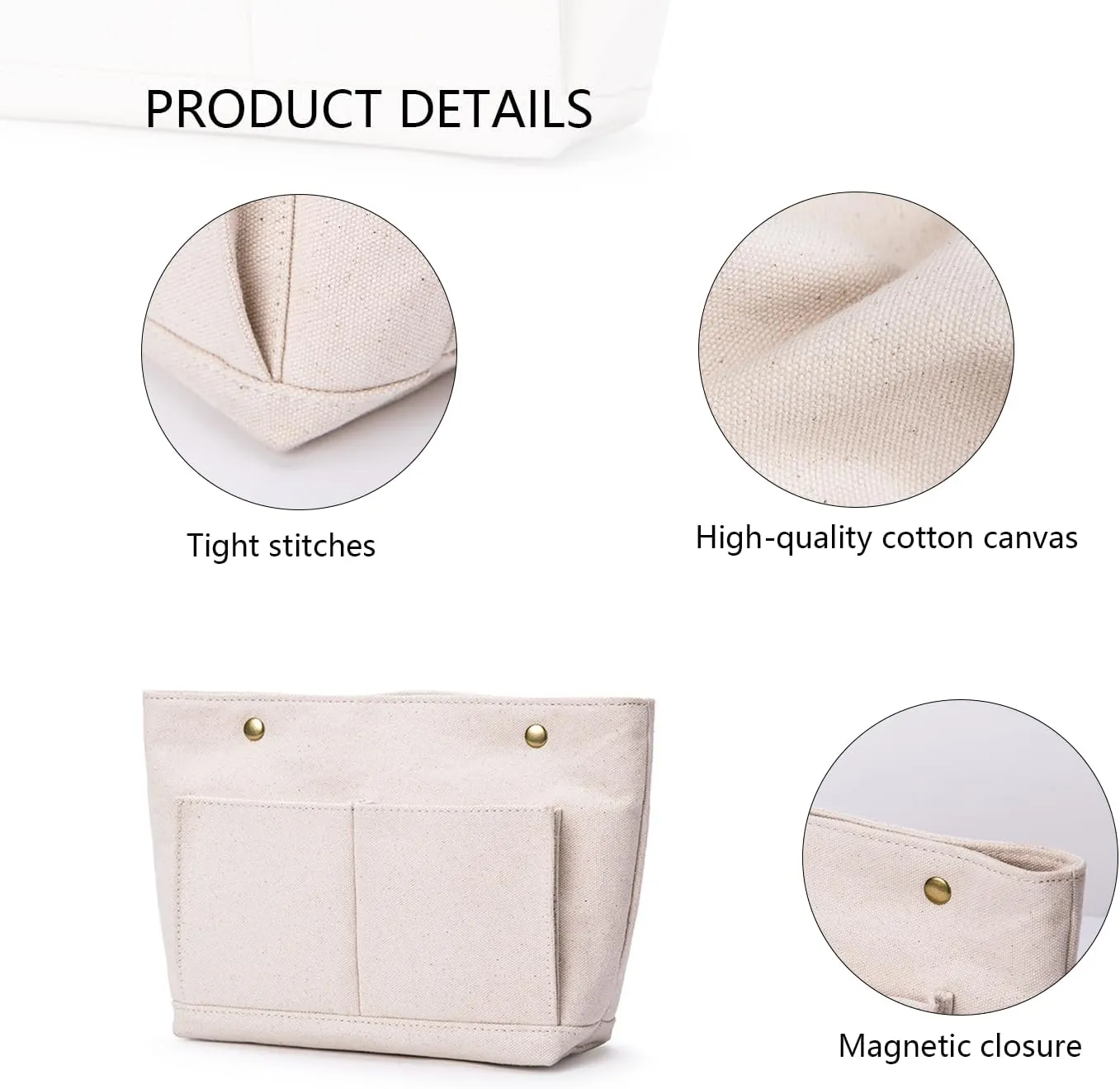 Cosmetic Bags - Bag Organizer Insert with Purse Dividers - Inside Purse Organizer for Easy Storage -Lightweight and Convenient (S, Beige)