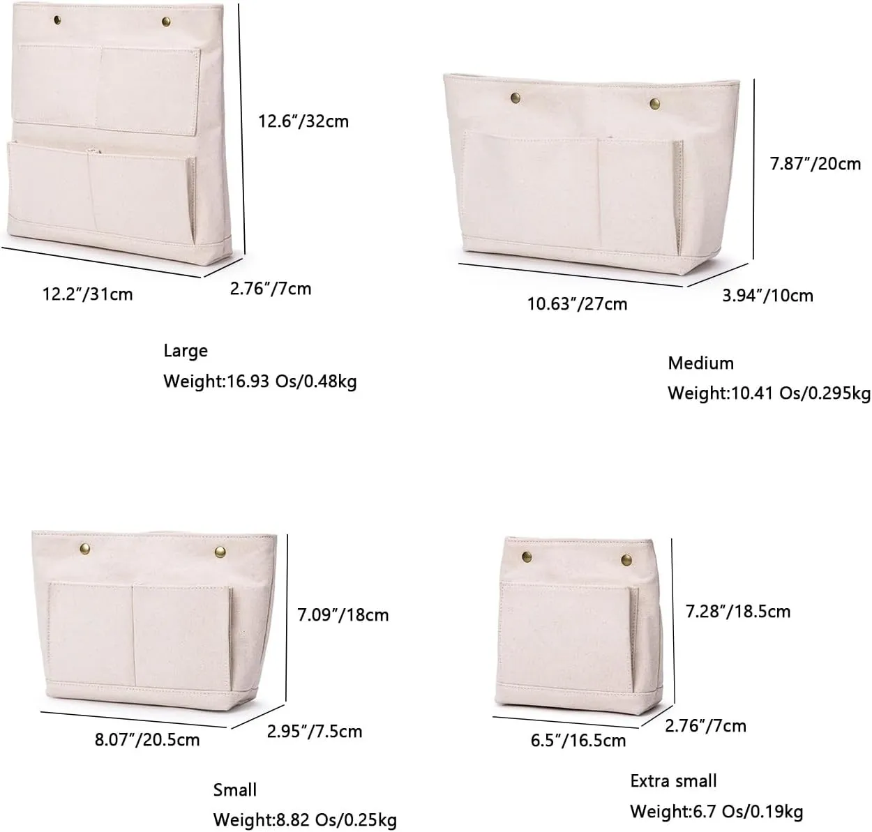 Cosmetic Bags - Bag Organizer Insert with Purse Dividers - Inside Purse Organizer for Easy Storage -Lightweight and Convenient (S, Beige)
