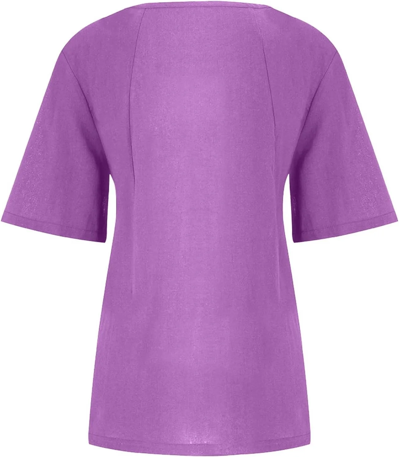 Cotton Linen Tops for Women Loose Fit Casual Roll Up Short Sleeve T-Shirt Trendy Cute Floral Print Casual Blouse