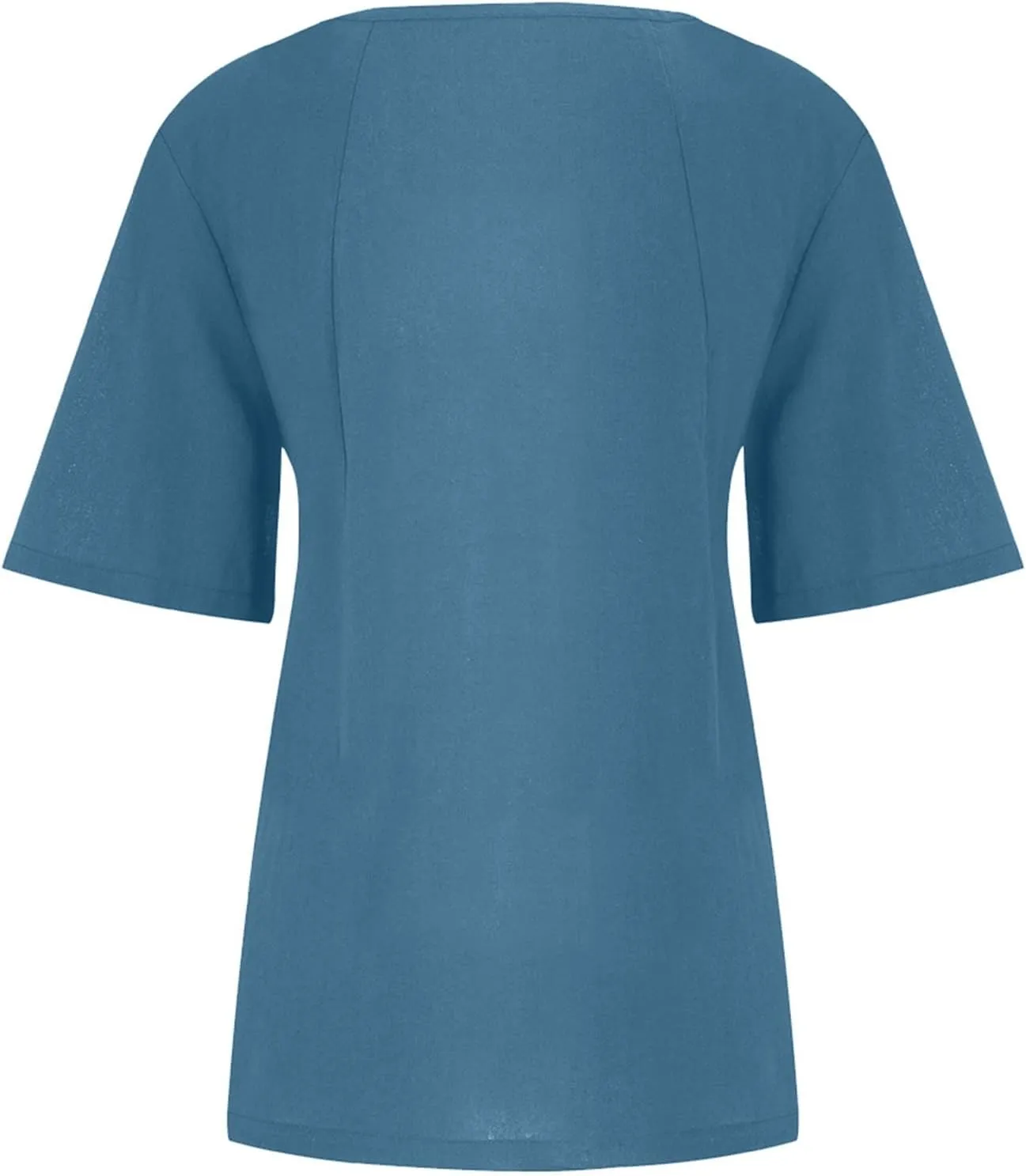 Cotton Linen Tops for Women Loose Fit Casual Roll Up Short Sleeve T-Shirt Trendy Cute Floral Print Casual Blouse