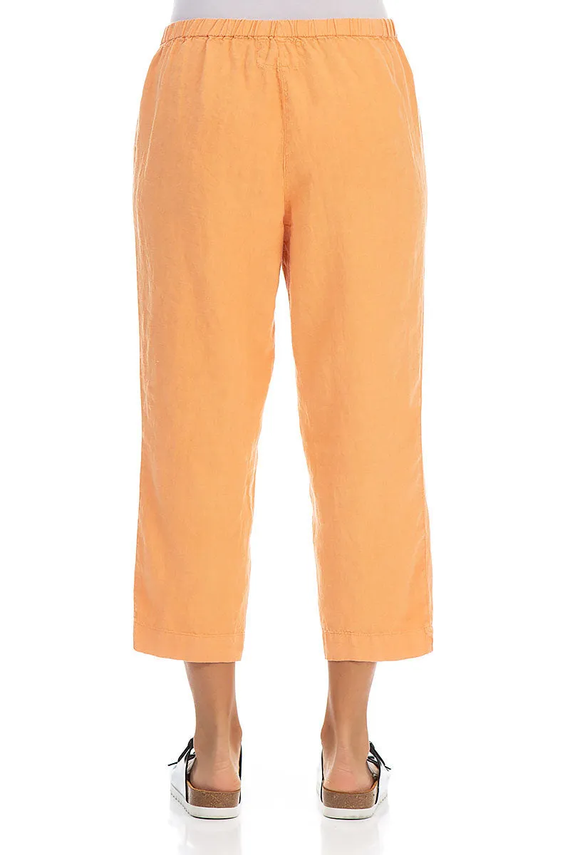 Cropped Melon Orange Linen Trousers