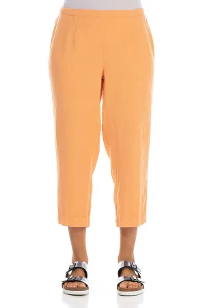 Cropped Melon Orange Linen Trousers