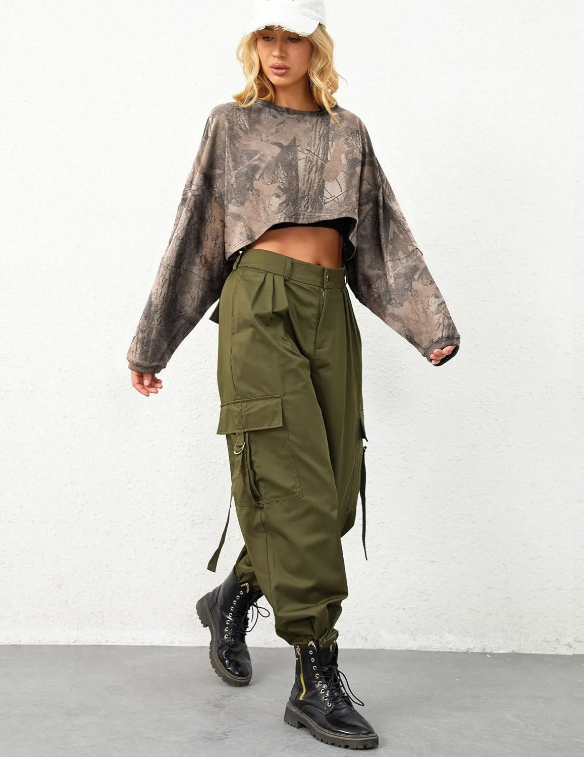 Cropped Sweatshirt Long Sleeve Crop Top Workout Oversized Sweatshirt Loose Crop Tops For Women Crewneck Sweatshirt