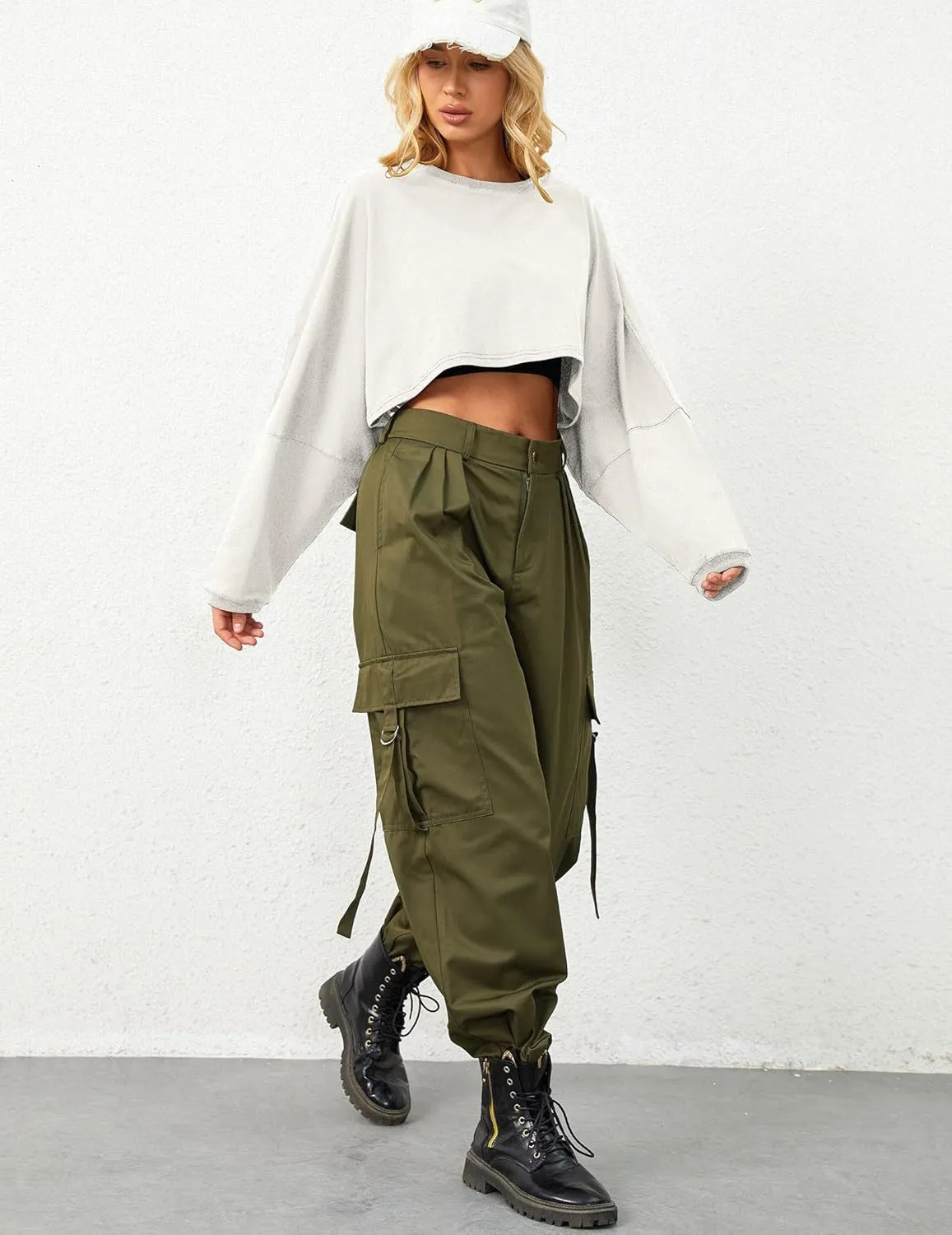 Cropped Sweatshirt Long Sleeve Crop Top Workout Oversized Sweatshirt Loose Crop Tops For Women Crewneck Sweatshirt