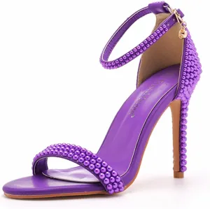 Crystal Queen Full Pearls Heels Sandals Stiletto Heels Peep Toe High Heel Sandals Pump Shoes For Bride Wedding Party Evening