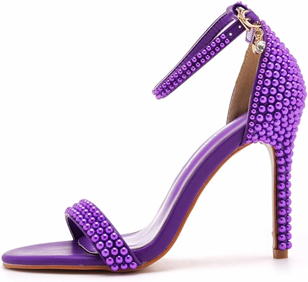 Crystal Queen Full Pearls Heels Sandals Stiletto Heels Peep Toe High Heel Sandals Pump Shoes For Bride Wedding Party Evening
