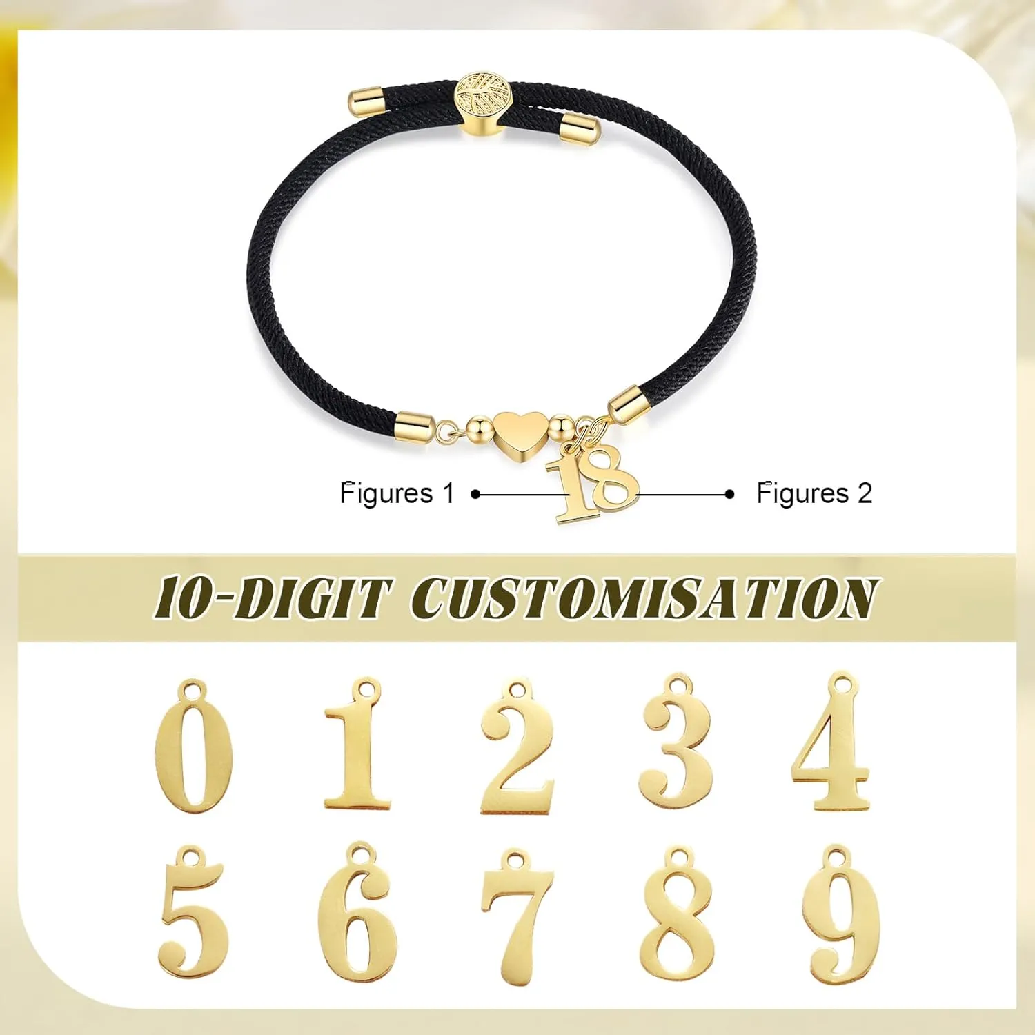 Custom Number Bracelets Personalized Bracelets for Women Men Adjustable Bracelets