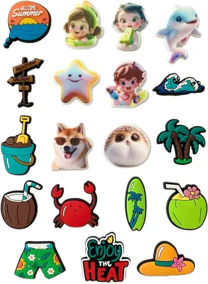 Cute Cat & Beach Charms for Girls & Boys - Shoe, Sandal & Bracelet Charms