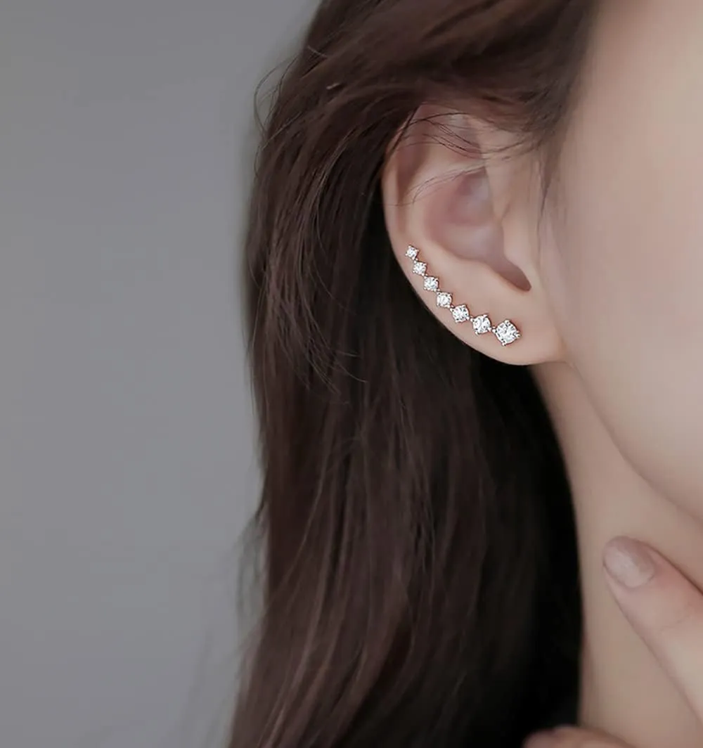 Dainty Ear Cuffs Earrings Non Pierced Sparkling Rhinestones Cartilage Climber Ear Wrap Earrings Clip on Earrings Minimalist Cuff Fake Earrings Trendy Jewelry for Women