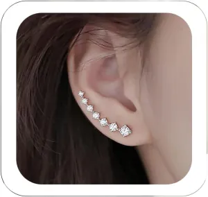 Dainty Ear Cuffs Earrings Non Pierced Sparkling Rhinestones Cartilage Climber Ear Wrap Earrings Clip on Earrings Minimalist Cuff Fake Earrings Trendy Jewelry for Women