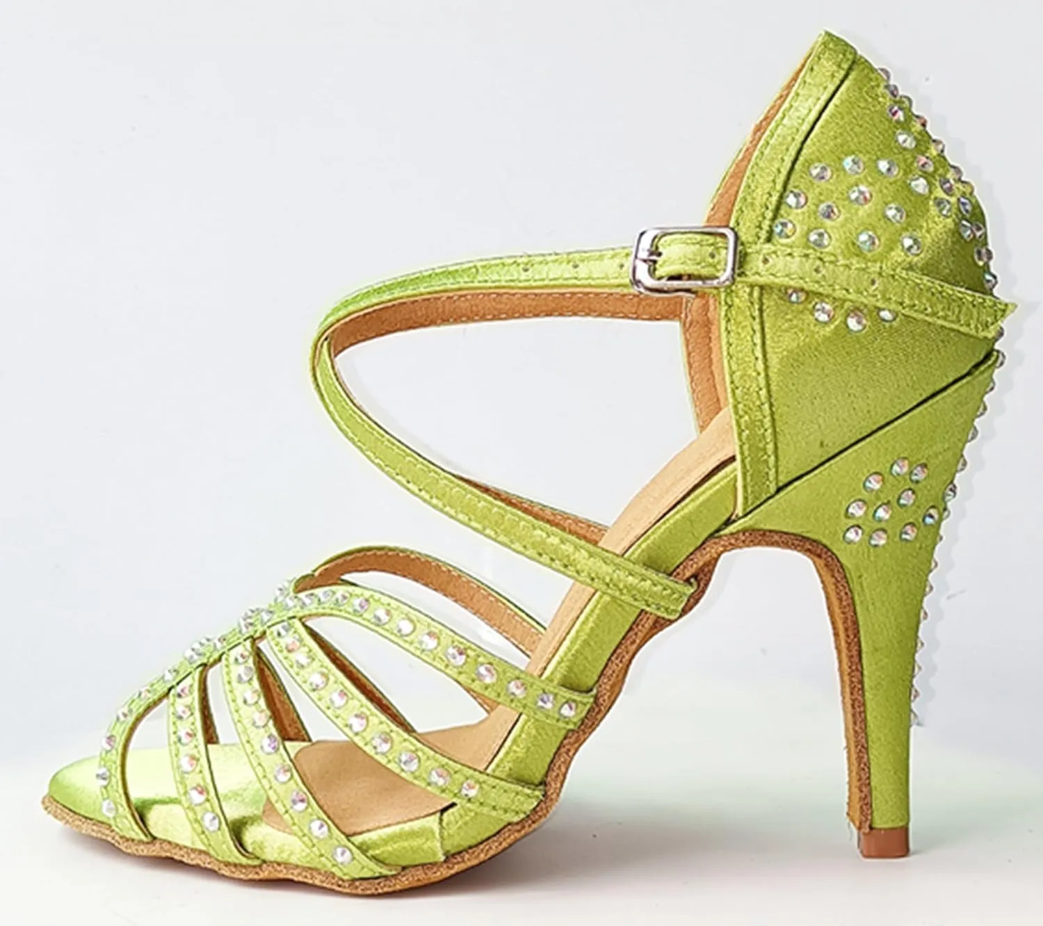 Dancing Heels for Women Stiletto Latin Tango Dance Shoes Rhinestones Bridal Wedding Sandals X518