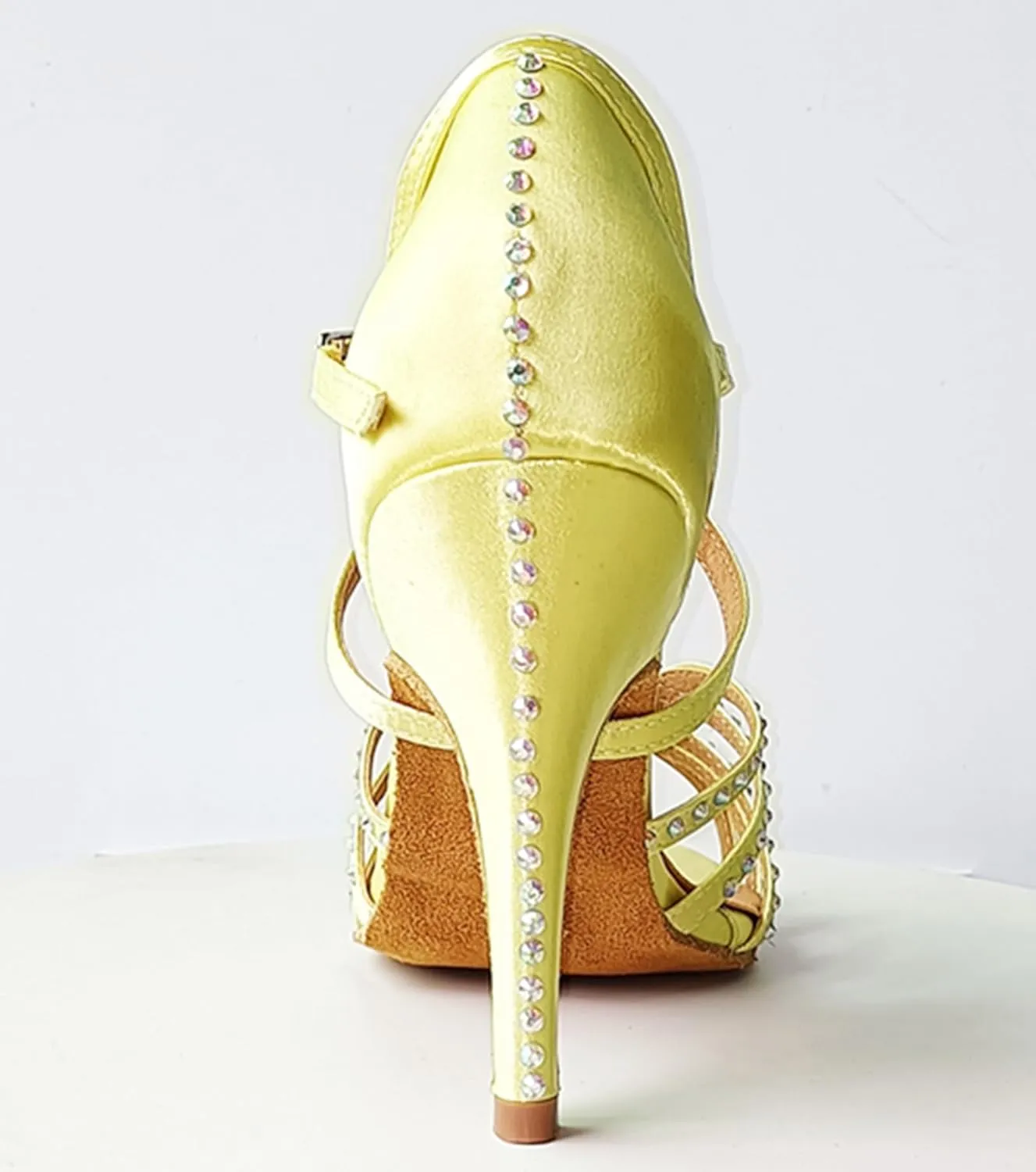 Dancing Heels for Women Stiletto Latin Tango Dance Shoes Rhinestones Bridal Wedding Sandals X518