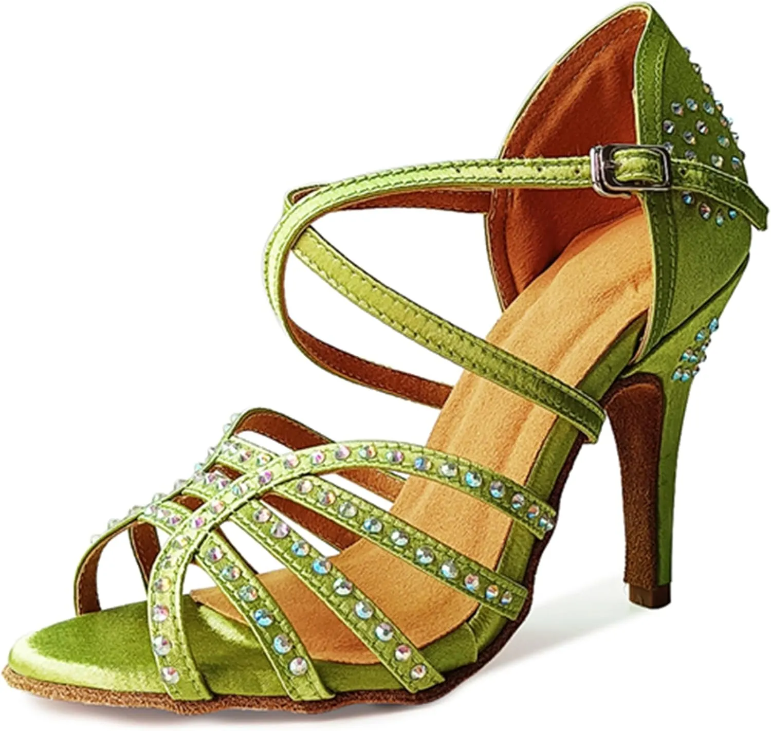 Dancing Heels for Women Stiletto Latin Tango Dance Shoes Rhinestones Bridal Wedding Sandals X518