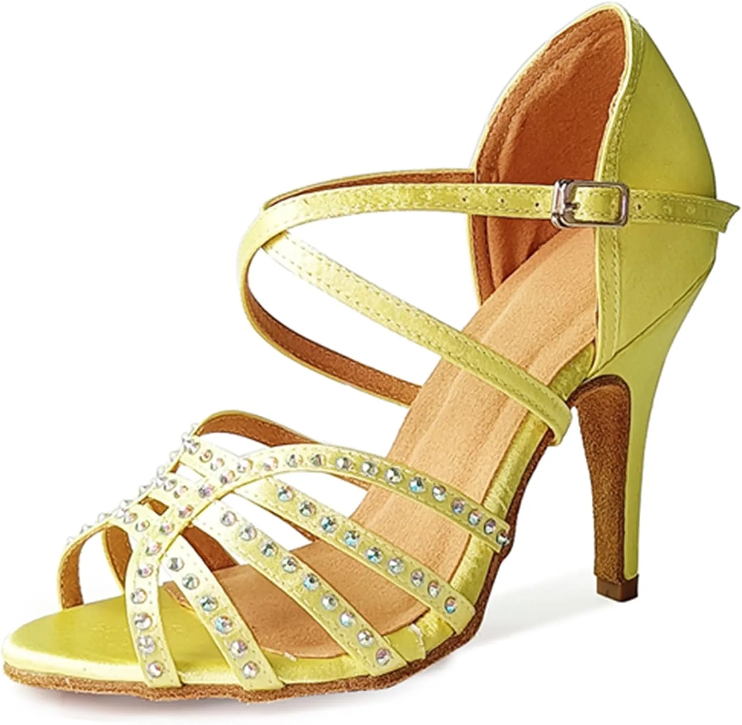 Dancing Heels for Women Stiletto Latin Tango Dance Shoes Rhinestones Bridal Wedding Sandals X518