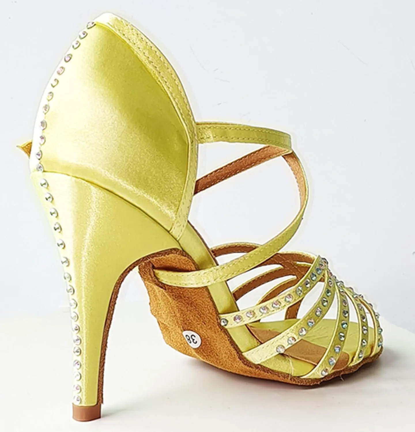 Dancing Heels for Women Stiletto Latin Tango Dance Shoes Rhinestones Bridal Wedding Sandals X518