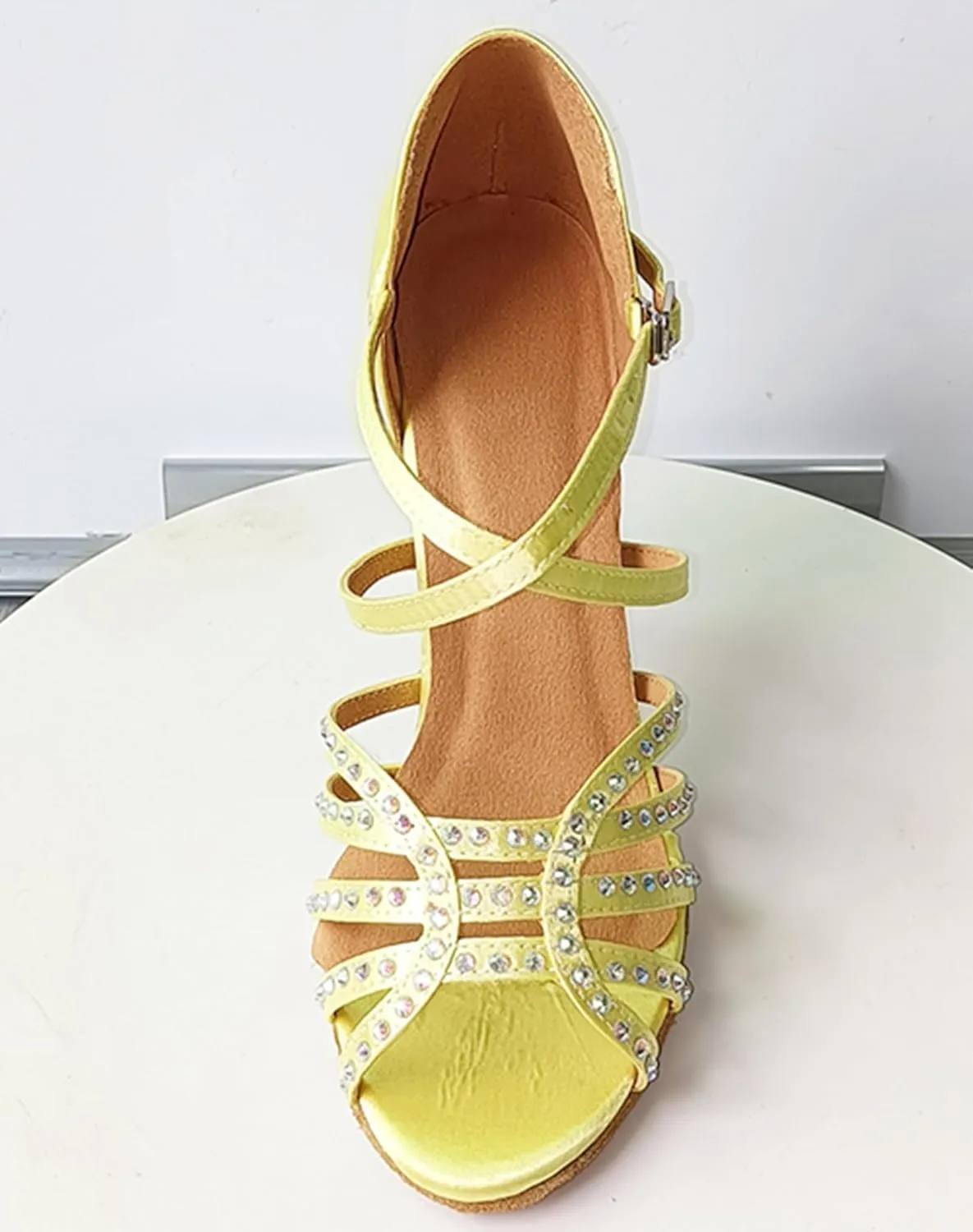 Dancing Heels for Women Stiletto Latin Tango Dance Shoes Rhinestones Bridal Wedding Sandals X518