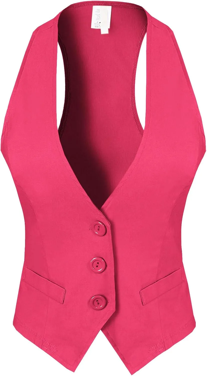 Design by Olivia Women's Dressy Casual Versatile Racerback Vest Tuxedo Suit Waistcoat