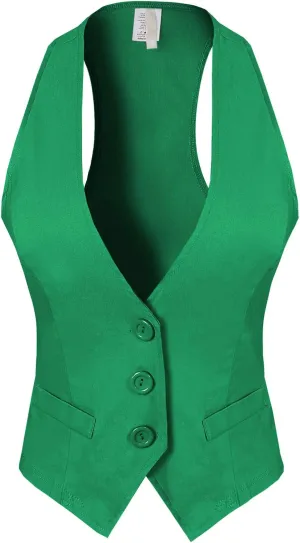 Design by Olivia Women's Dressy Casual Versatile Racerback Vest Tuxedo Suit Waistcoat