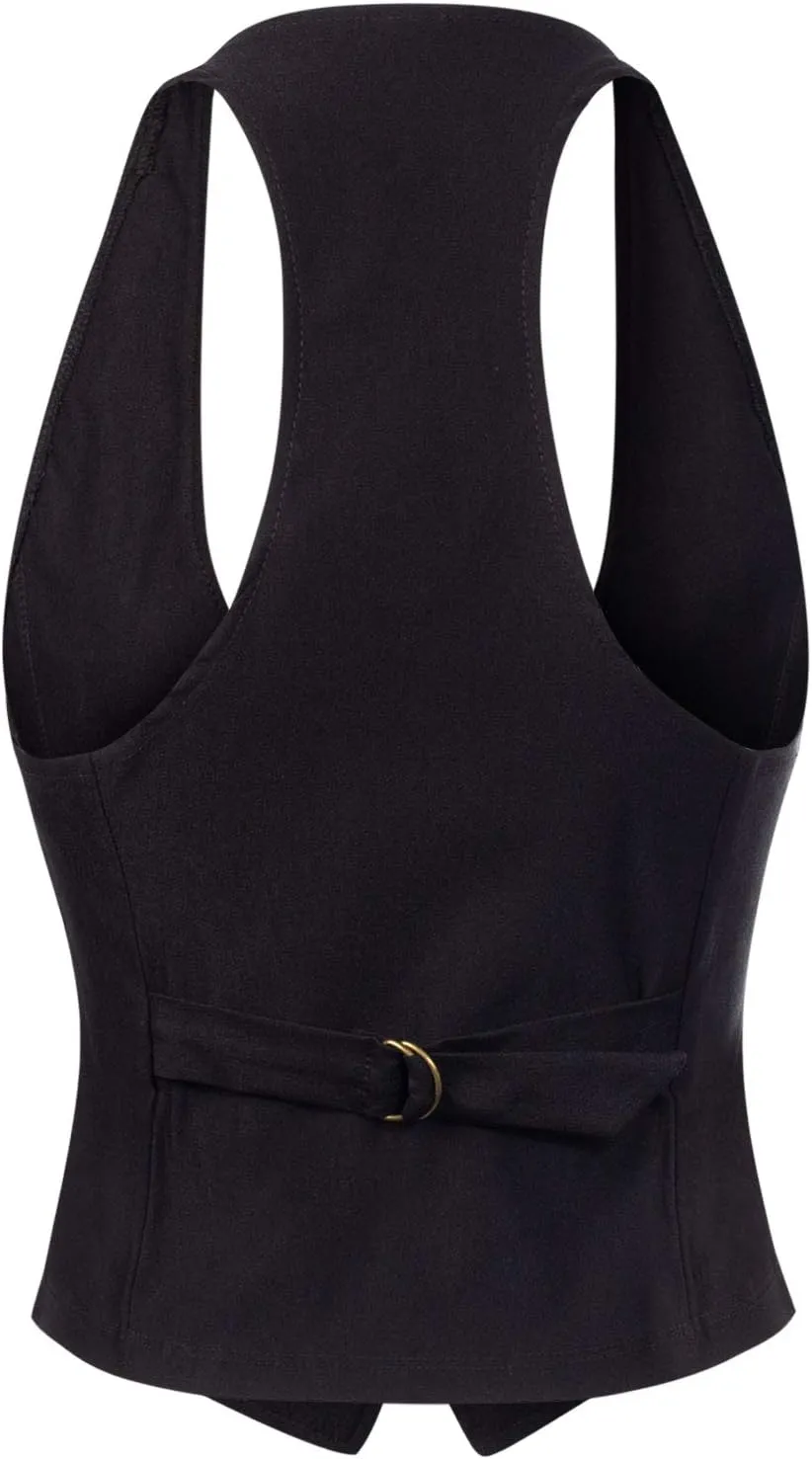 Design by Olivia Women's Dressy Casual Versatile Racerback Vest Tuxedo Suit Waistcoat
