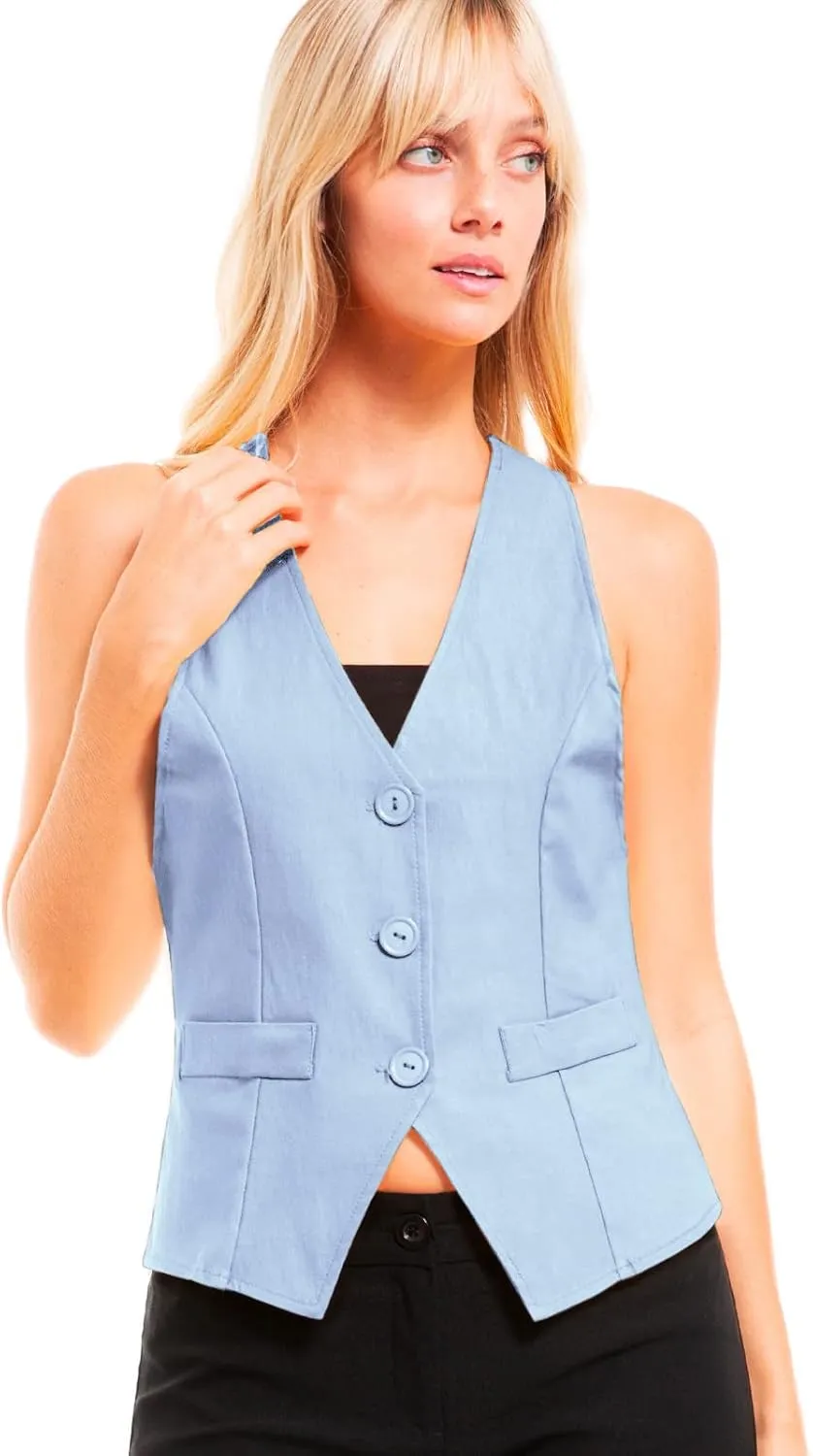 Design by Olivia Women's Dressy Casual Versatile Racerback Vest Tuxedo Suit Waistcoat