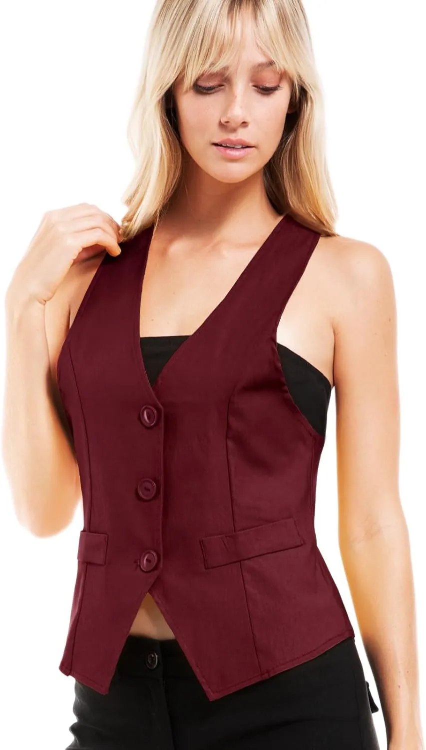 Design by Olivia Women's Dressy Casual Versatile Racerback Vest Tuxedo Suit Waistcoat