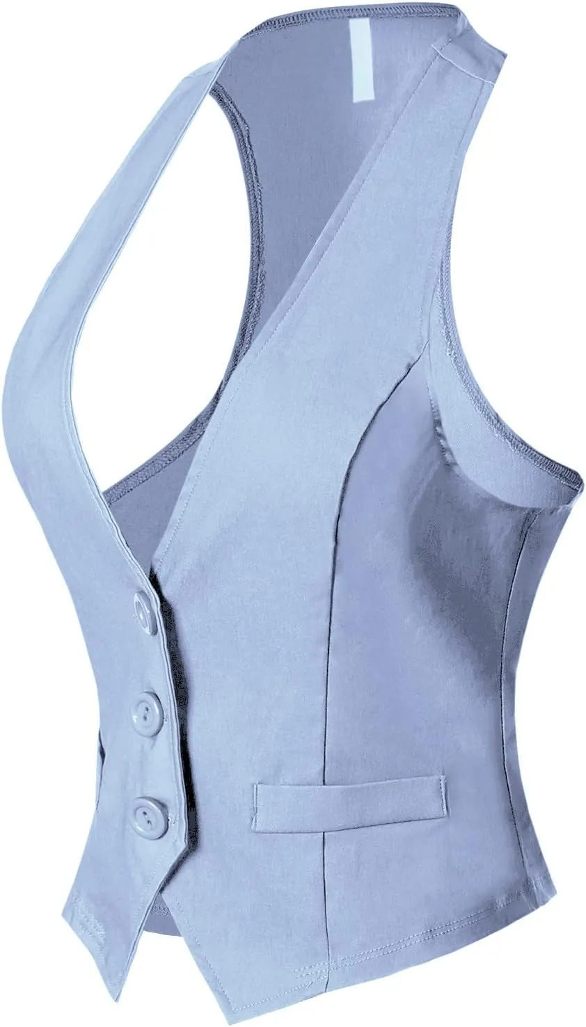 Design by Olivia Women's Dressy Casual Versatile Racerback Vest Tuxedo Suit Waistcoat