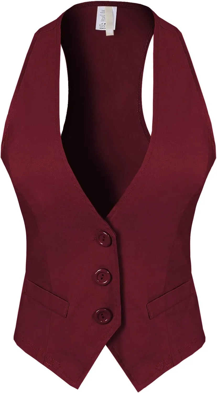 Design by Olivia Women's Dressy Casual Versatile Racerback Vest Tuxedo Suit Waistcoat