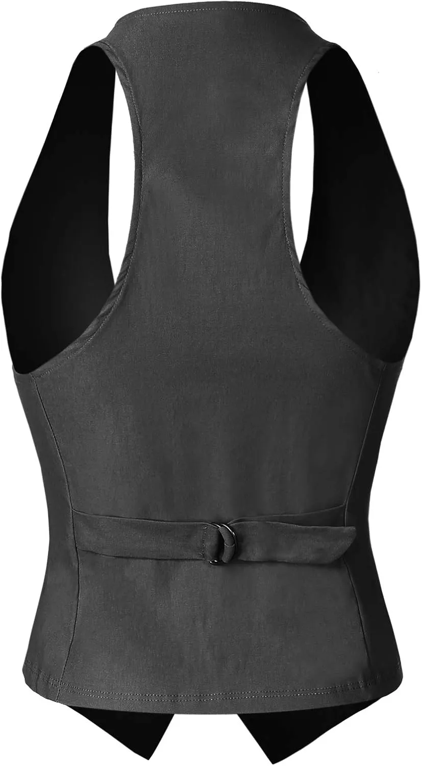 Design by Olivia Women's Dressy Casual Versatile Racerback Vest Tuxedo Suit Waistcoat