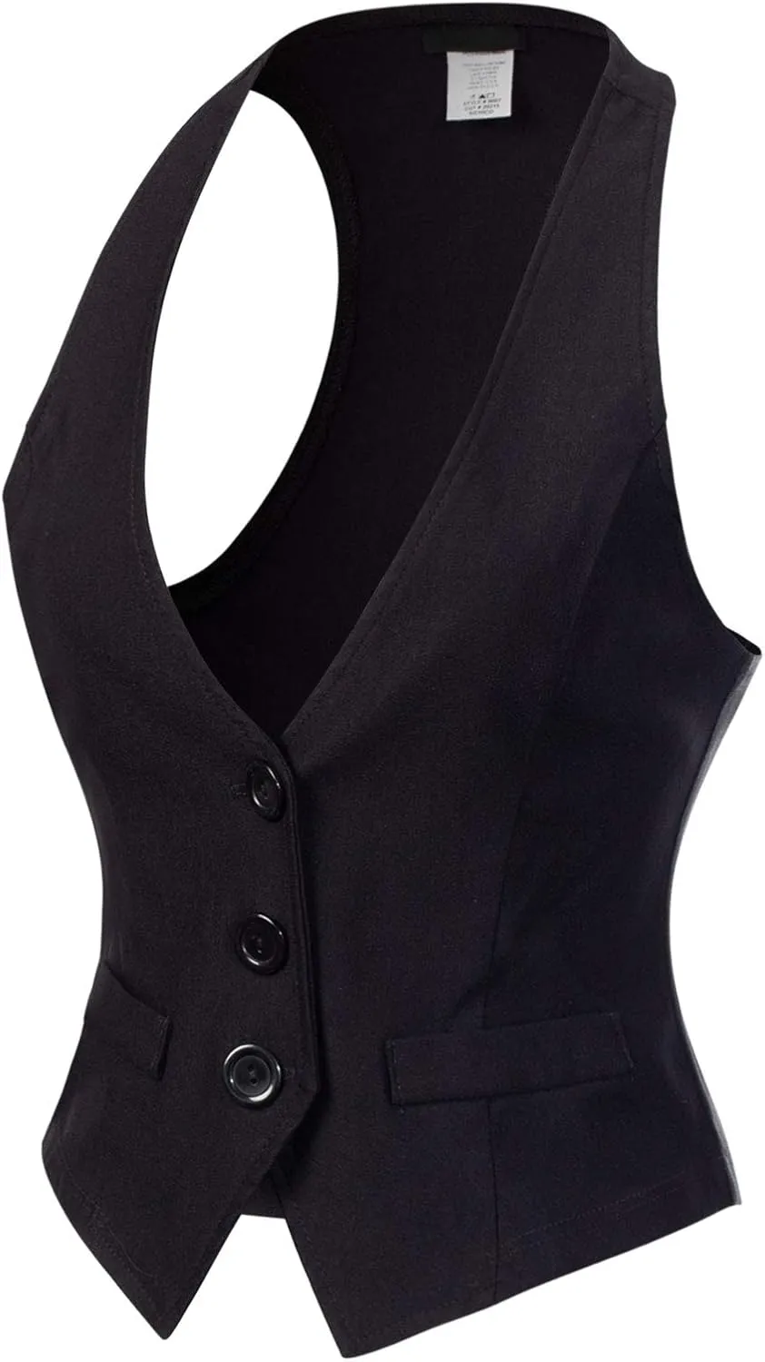 Design by Olivia Women's Dressy Casual Versatile Racerback Vest Tuxedo Suit Waistcoat