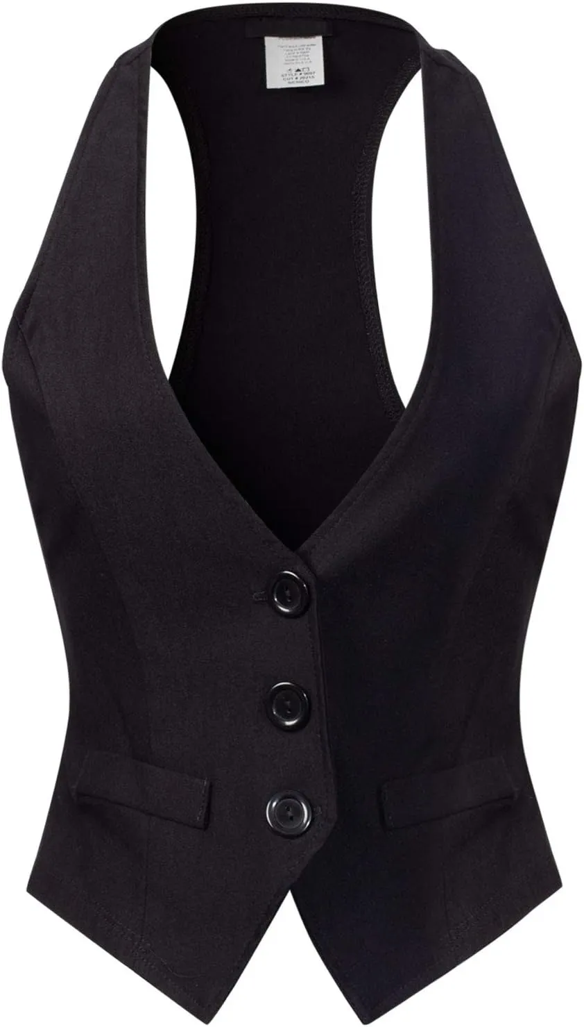 Design by Olivia Women's Dressy Casual Versatile Racerback Vest Tuxedo Suit Waistcoat