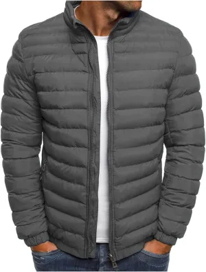 Dgoopd Quilted Jackets for Men Puffer Thick Winter Coats Lightweight Packable Puffer Jacket Warm Windproof Zipper Down Jacket