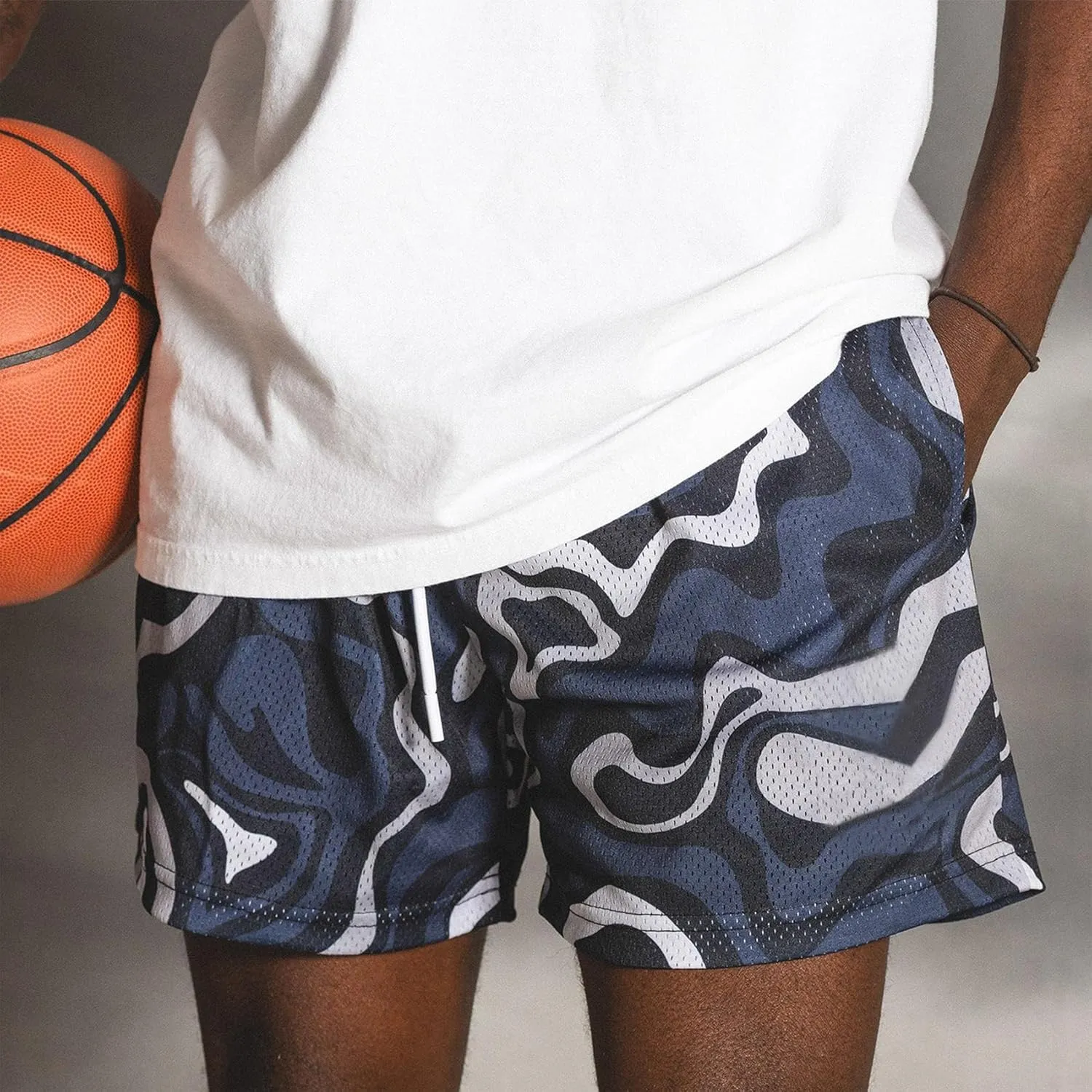 DIOTSR Mens Art Graphic Basketball Shorts Casual Athletic Running Shorts Cool Streetwear Designer Shorts Drawstring