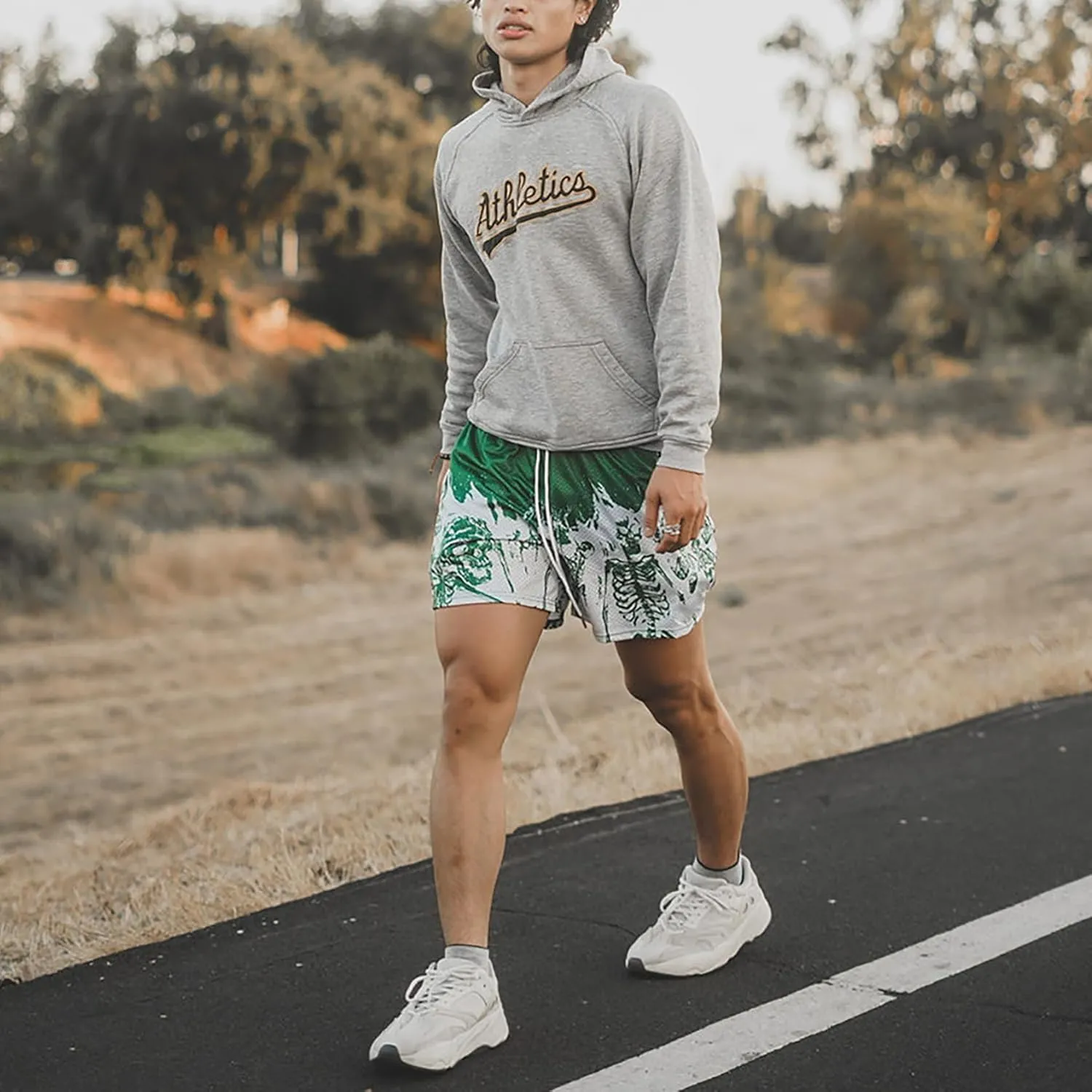 DIOTSR Mens Graphic Shorts Casual Flat Front Shorts Cool Streetwear Designer Shorts Drawstring Summer