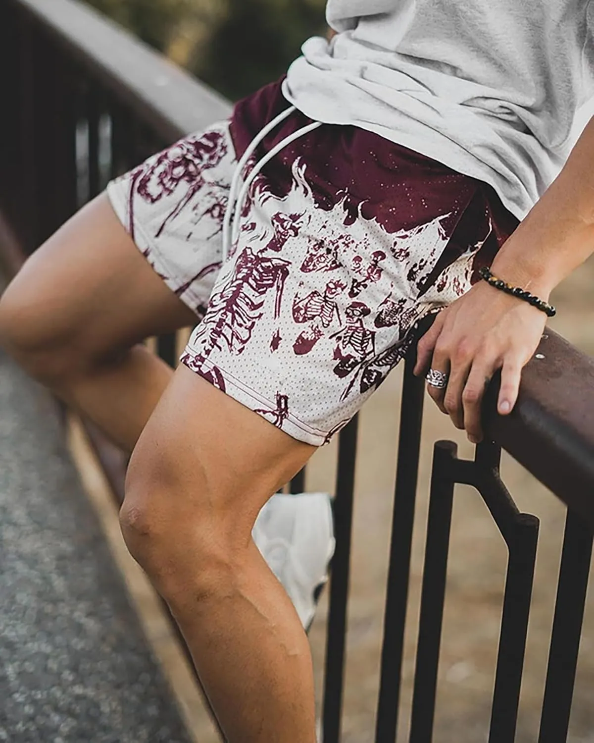 DIOTSR Mens Graphic Shorts Casual Flat Front Shorts Cool Streetwear Designer Shorts Drawstring Summer