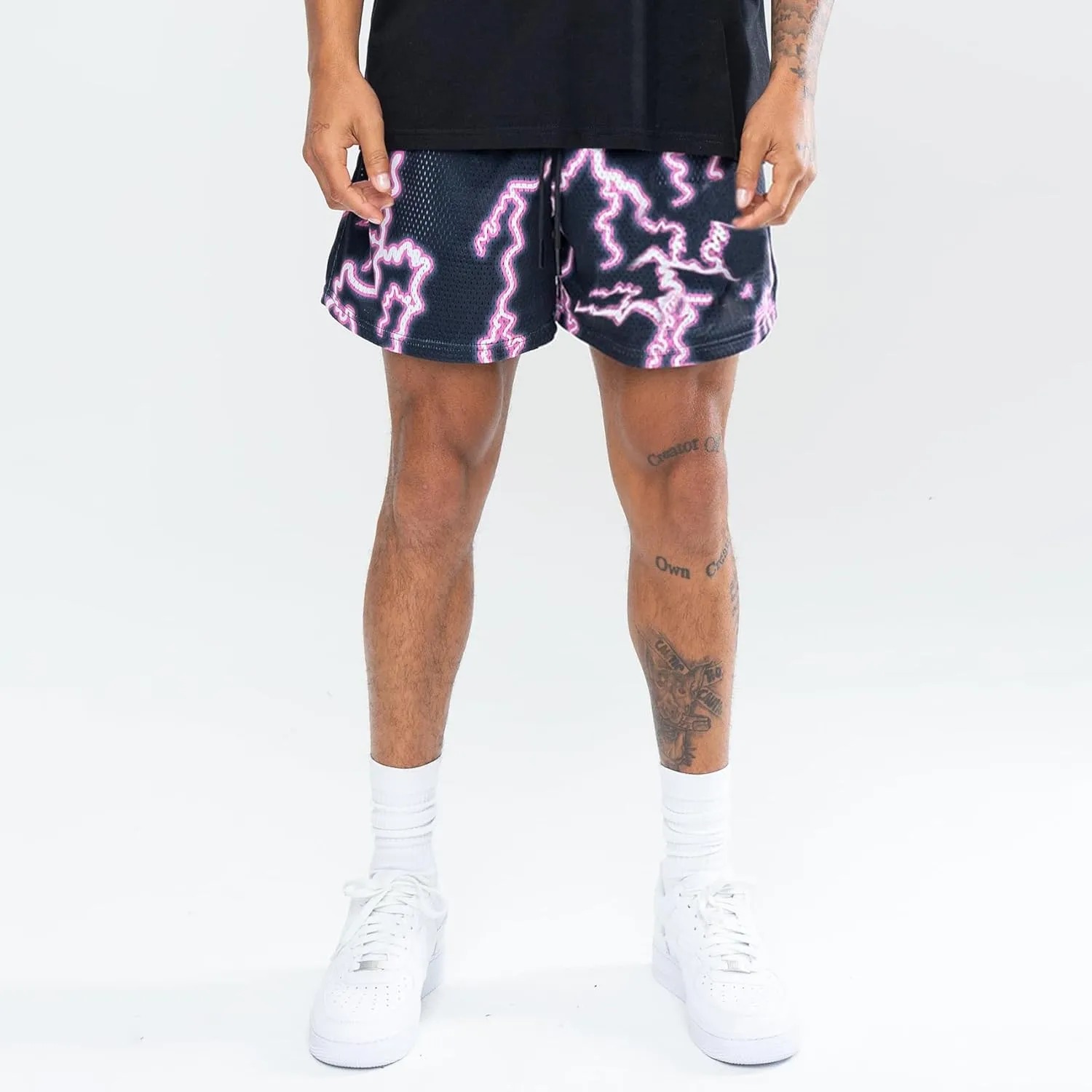 DIOTSR Mens Graphic Shorts Summer Casual Flat Front Shorts Cool Streetwear Designer Shorts Drawstring