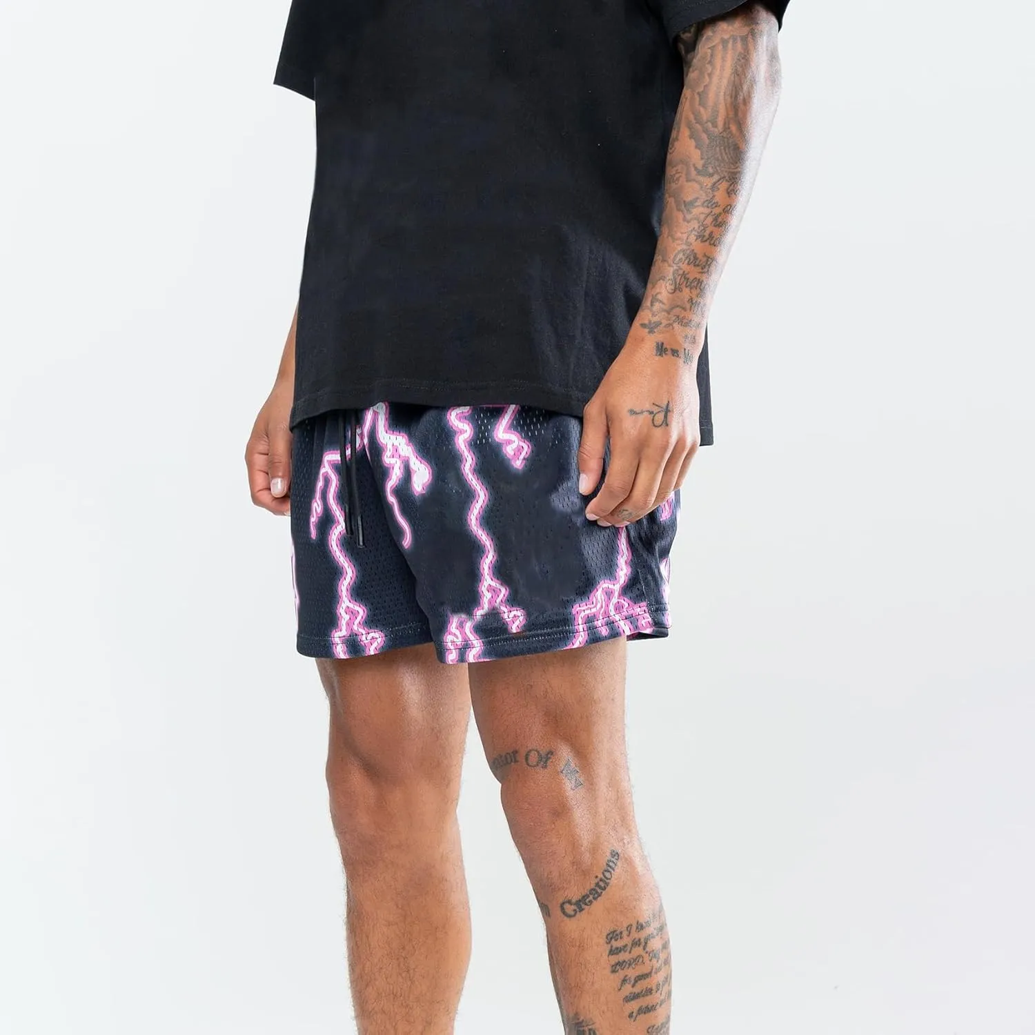 DIOTSR Mens Graphic Shorts Summer Casual Flat Front Shorts Cool Streetwear Designer Shorts Drawstring