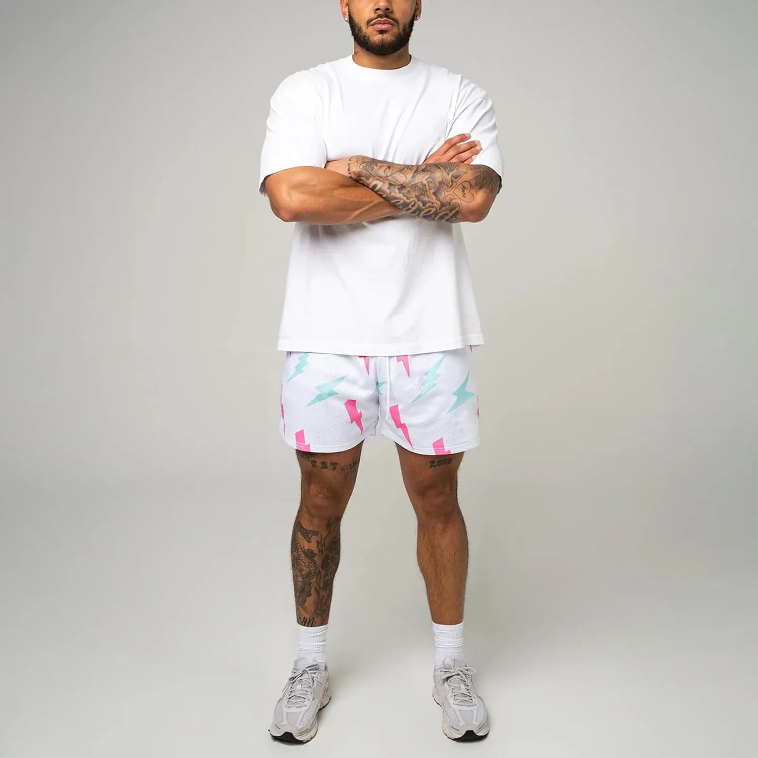 DIOTSR Mens Graphic Shorts Summer Casual Flat Front Shorts Cool Streetwear Designer Shorts Drawstring