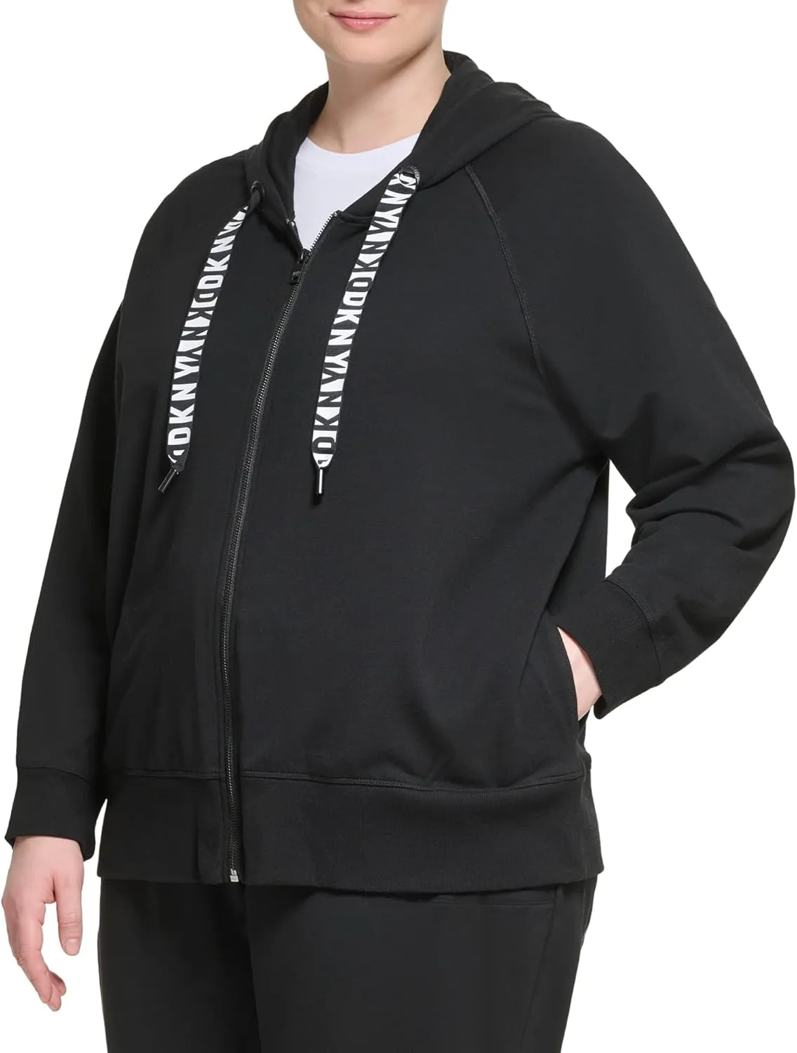 DKNY Women's Plus Size Cozy Comfy Terry Zip Hoodie Pullover Sweater