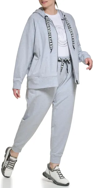 DKNY Women's Plus Size Cozy Comfy Terry Zip Hoodie Pullover Sweater